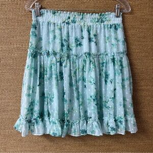 CeCe Skirt Womens 4 Blue Floral Chiffon NWOT